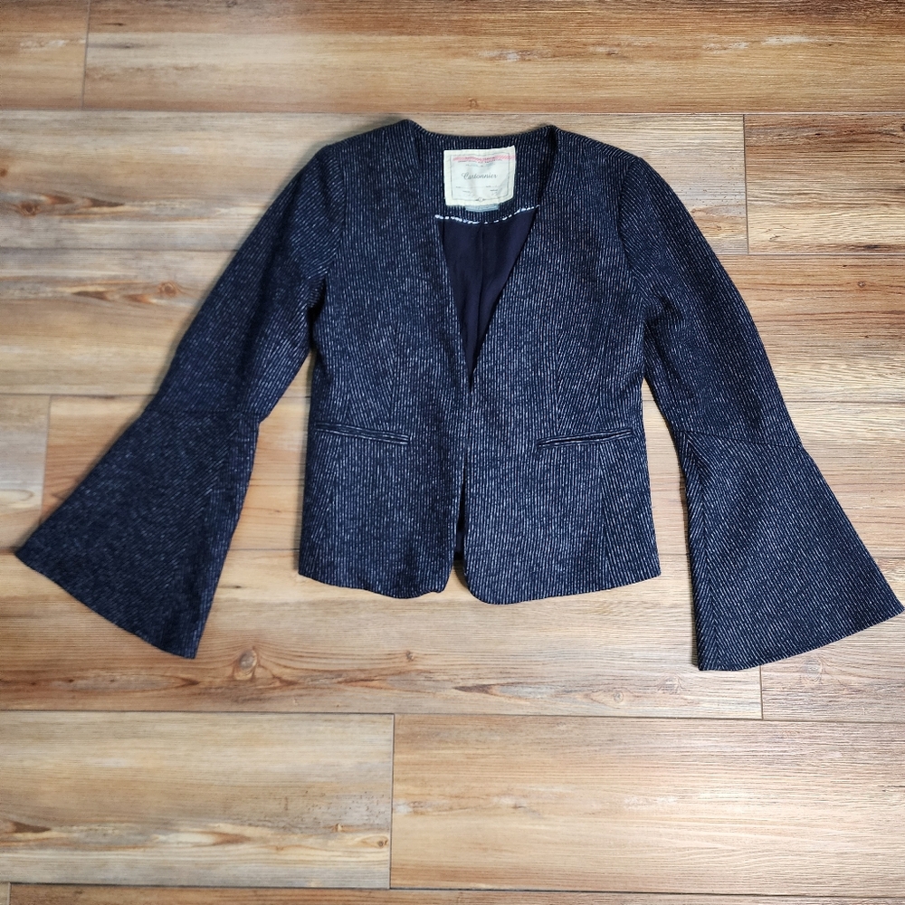 Cartonnier Anthropologie Jacket Womens 2 Navy Stripe Blazer - Picture 7 of 9